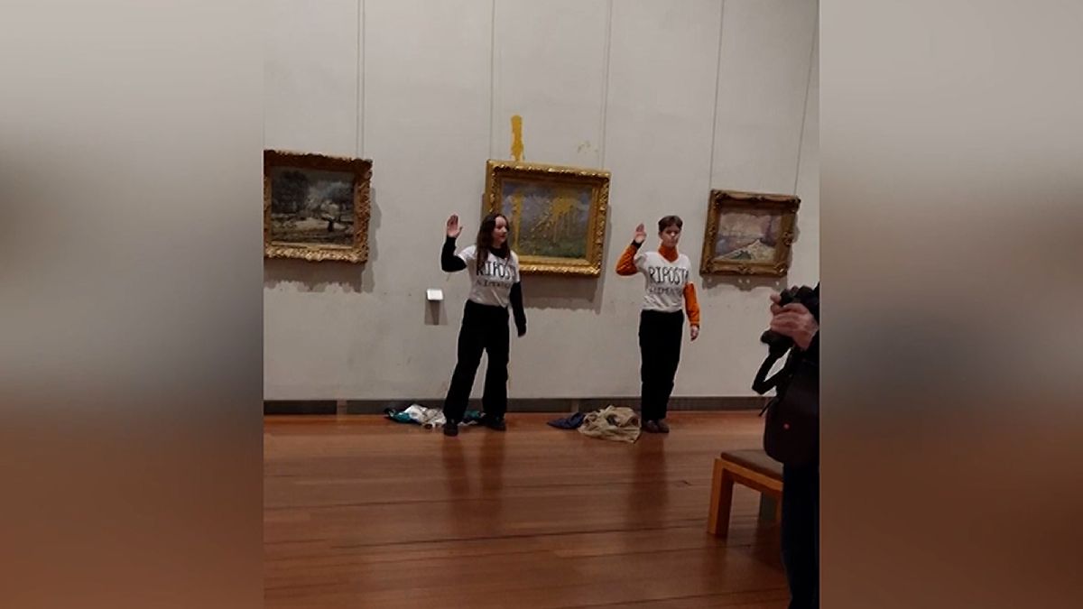 Klimatické extremistky v Lyonu vychrstly polévku na Monetův obraz